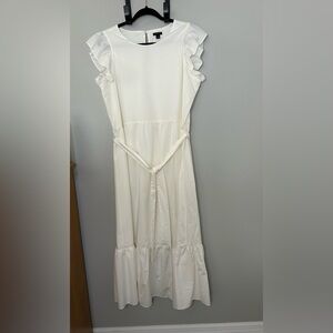 Anne Klein Off White Ruffle Midi Dress
